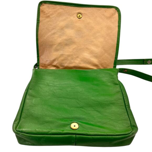 Rare Vintage 70s Womens Handbag Leather Green Medium - Picture 3 of 9